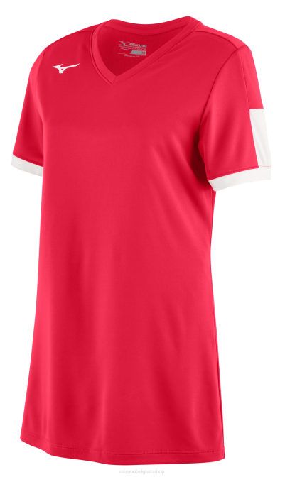 Mizuno aerolite softbalshirt met v-hals meisje kleding rood-wit(1000) VZJP1992