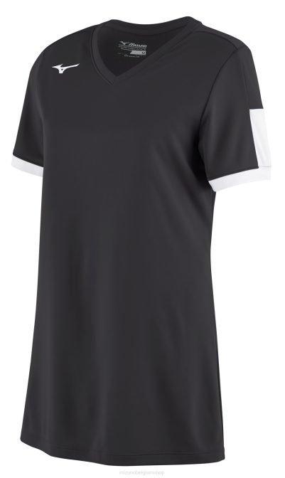 Mizuno aerolite softbalshirt met v-hals meisje kleding zwart-wit(9000) VZJP1995