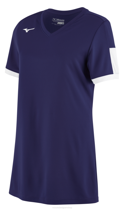 Mizuno aerolite softbalshirt met v-hals vrouwen kleding marine-wit(5100) VZJP1944