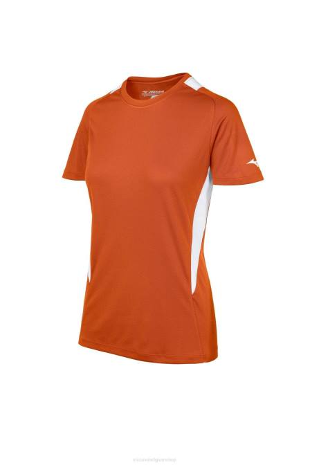 Mizuno softbal jersey met ronde hals meisje kleding oranje-wit(2000) VZJP2018
