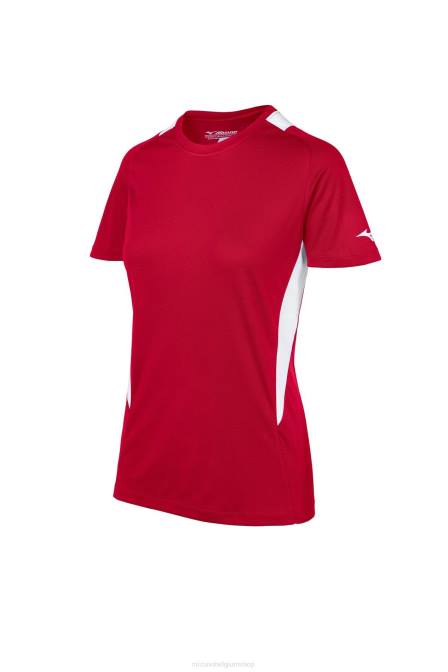 Mizuno softbal jersey met ronde hals meisje kleding rood-wit(1000) VZJP2015