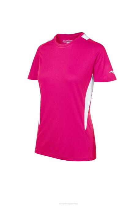 Mizuno softbal jersey met ronde hals vrouwen kleding schokkendroze-wit(1m00) VZJP1966