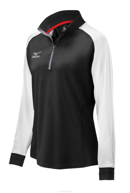 Mizuno eersteklas jack met 1/2 ritssluiting uniseks kleding zwart-wit(9000) VZJP2552