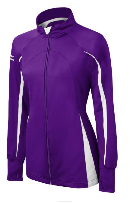Mizuno elite 9 focus jack met volledige ritssluiting jeugd kleding paars-wit(6000) VZJP2542