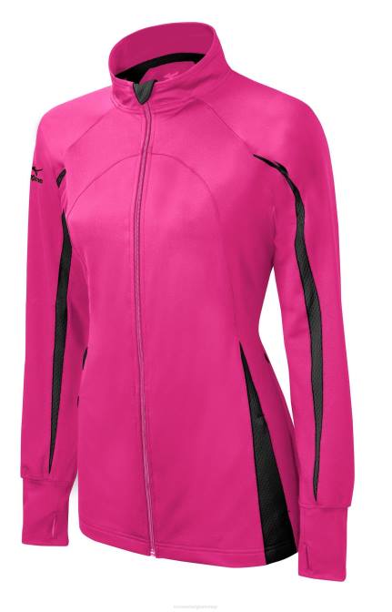 Mizuno elite 9 focus jack met volledige ritssluiting jeugd kleding schokkendroze-zwart(1m90) VZJP2539