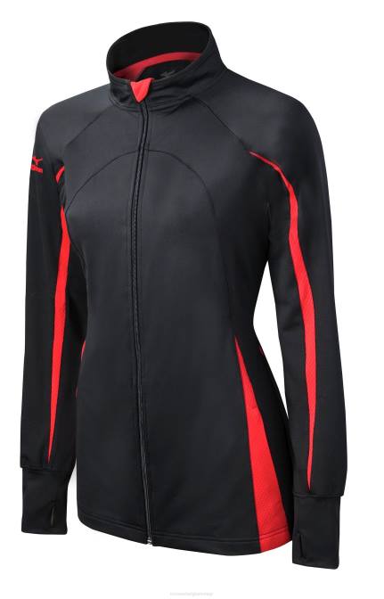 Mizuno elite 9 focus jack met volledige ritssluiting jeugd kleding zwart-rood(9010) VZJP2537