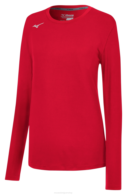 Mizuno aanvalst-shirt met lange mouwen vrouwen kleding rood(1010) VZJP2275