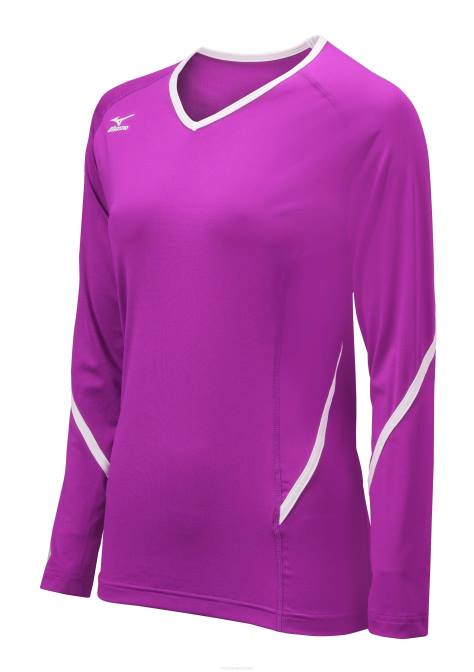 Mizuno Techno Generation volleybalshirt met lange mouwen uniseks kleding elektrischpaars-wit(8c00) VZJP2362