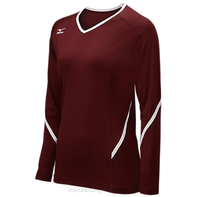 Mizuno Techno Generation volleybalshirt met lange mouwen uniseks kleding kardinaal-wit(1200) VZJP2356