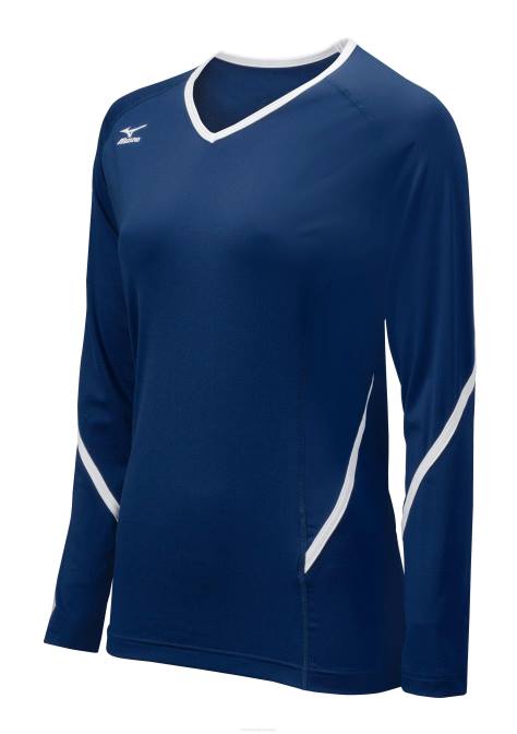 Mizuno Techno Generation volleybalshirt met lange mouwen uniseks kleding marine-wit(5100) VZJP2358