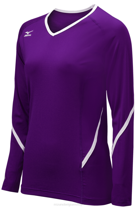 Mizuno Techno Generation volleybalshirt met lange mouwen uniseks kleding paars-wit(6000) VZJP2361