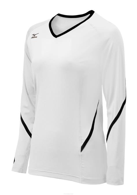 Mizuno Techno Generation volleybalshirt met lange mouwen uniseks kleding wit-zwart(0090) VZJP2354