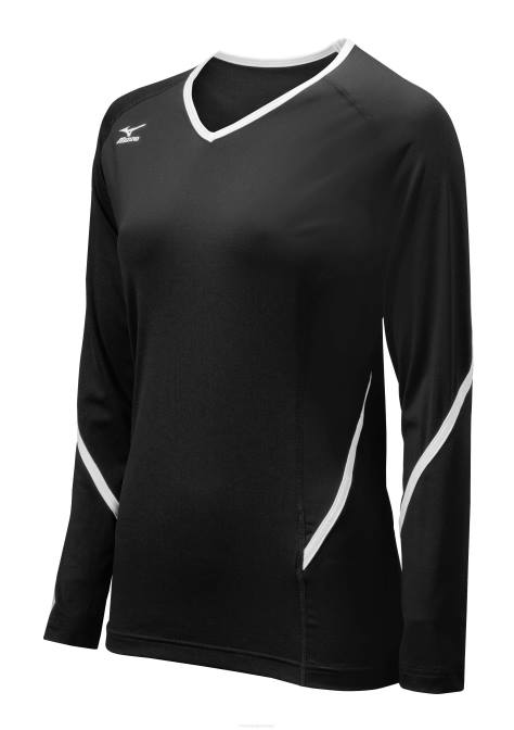 Mizuno Techno Generation volleybalshirt met lange mouwen uniseks kleding zwart-wit(9000) VZJP2364