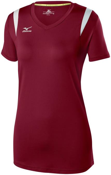 Mizuno balboa 5.0 volleybalshirt met korte mouwen jeugd kleding kardinaal-zilver(1273) VZJP2419