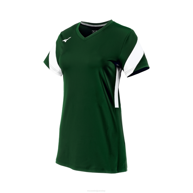 Mizuno balboa 6 volleybalshirt met korte mouwen jeugd kleding bos-wit(4100) VZJP2399