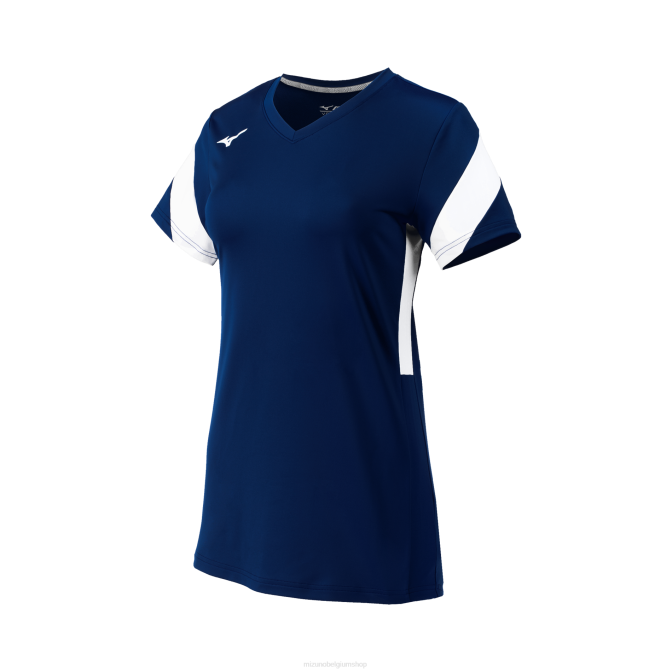 Mizuno balboa 6 volleybalshirt met korte mouwen jeugd kleding marine-wit(5100) VZJP2400