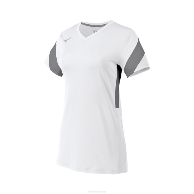 Mizuno balboa 6 volleybalshirt met korte mouwen jeugd kleding wit-tint(009i) VZJP2405