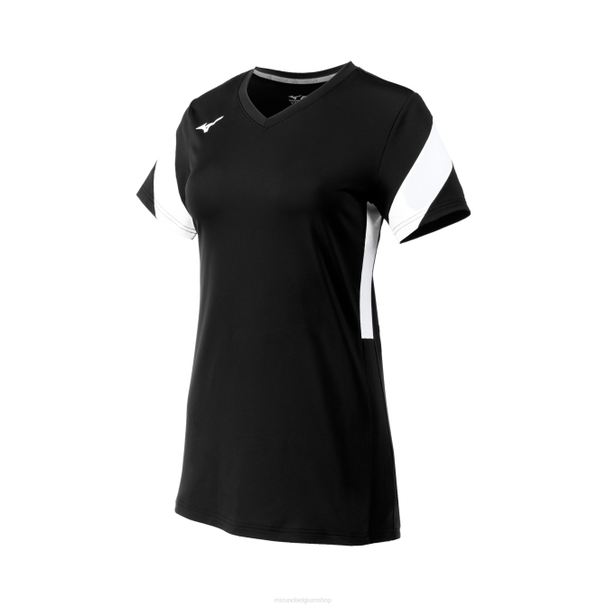 Mizuno balboa 6 volleybalshirt met korte mouwen jeugd kleding zwart-wit(9000) VZJP2403