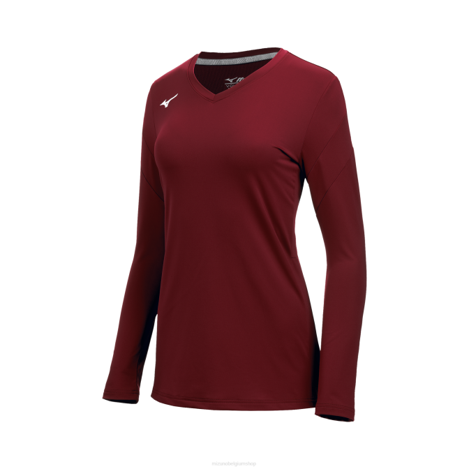 Mizuno balboa 6 volleybalshirt met lange mouwen jeugd kleding kardinaal(1212) VZJP2391