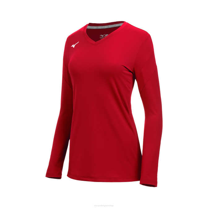 Mizuno balboa 6 volleybalshirt met lange mouwen jeugd kleding rood(1010) VZJP2390