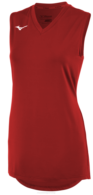Mizuno mouwloos volleybalshirt met v-hals vrouwen kleding rood(1010) VZJP2493