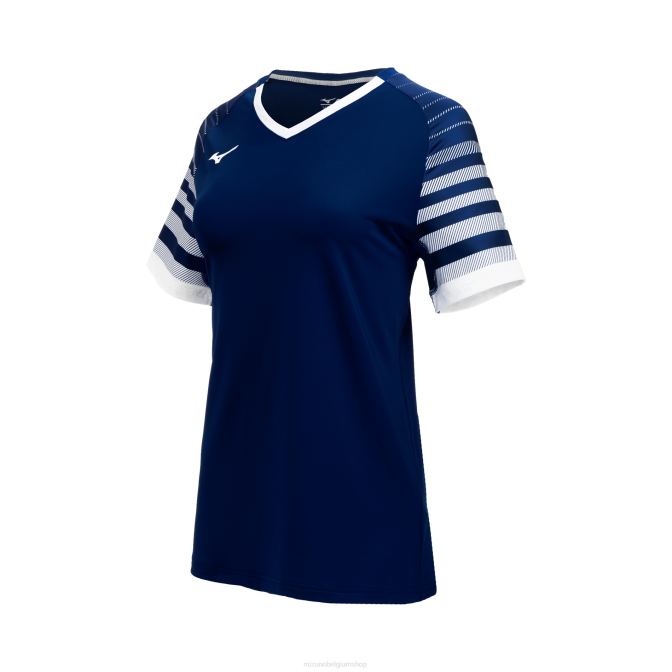 Mizuno techno 8 volleybalshirt met korte mouwen vrouwen kleding marine-wit(5100) VZJP2331