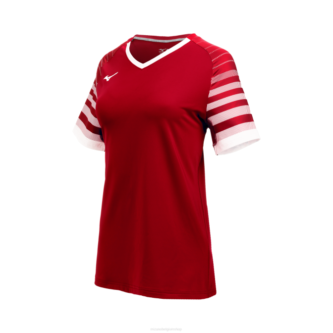 Mizuno techno 8 volleybalshirt met korte mouwen vrouwen kleding rood-wit(1000) VZJP2330