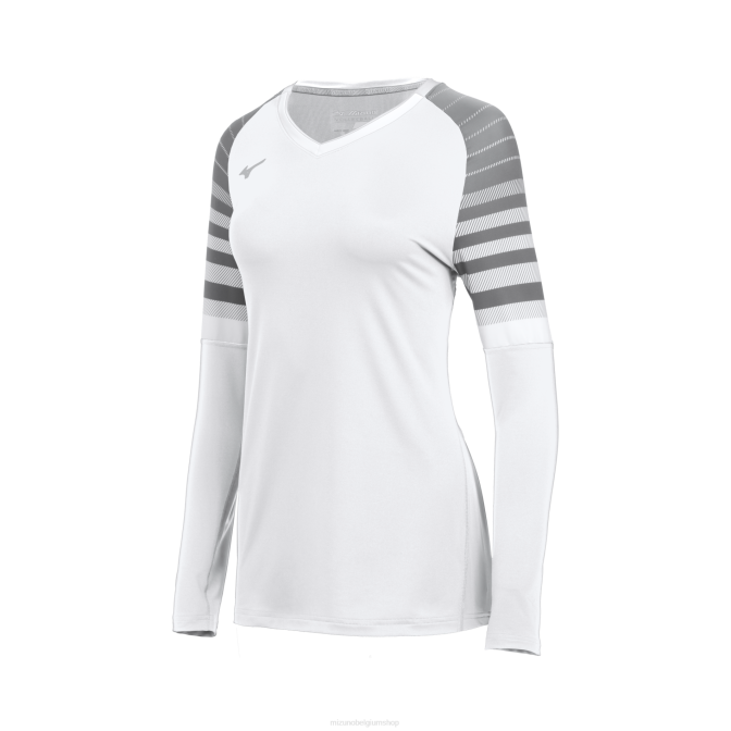 Mizuno techno 8 volleybalshirt met lange mouwen jeugd kleding wit-tint(009i) VZJP2305