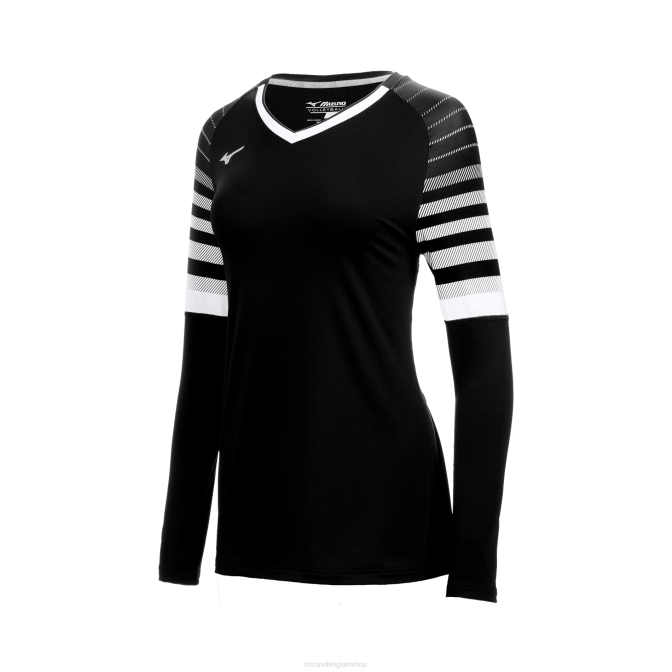 Mizuno techno 8 volleybalshirt met lange mouwen jeugd kleding zwart-wit(9000) VZJP2303