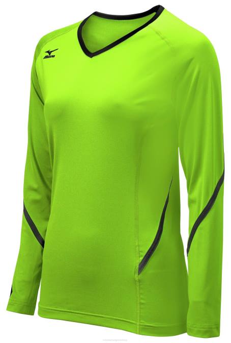 Mizuno techno generatie jersey met lange mouwen jeugd kleding elektrischgroen-zwart(8d90) VZJP2415