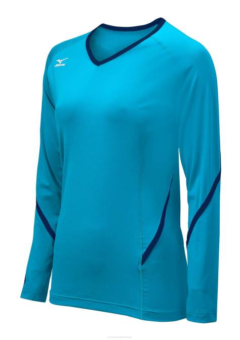 Mizuno techno generatie jersey met lange mouwen jeugd kleding lichtblauw-navy(5551) VZJP2412