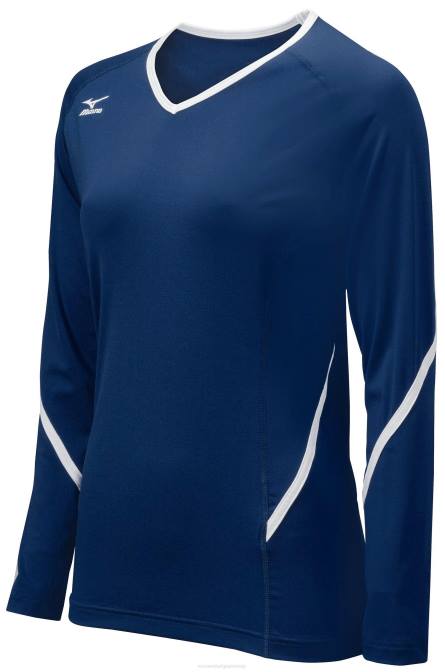Mizuno techno generatie jersey met lange mouwen jeugd kleding marine-wit(5100) VZJP2410