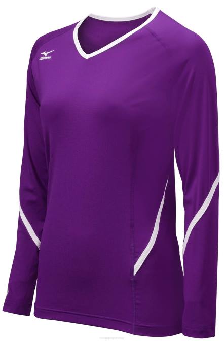 Mizuno techno generatie jersey met lange mouwen jeugd kleding paars-wit(6000) VZJP2413
