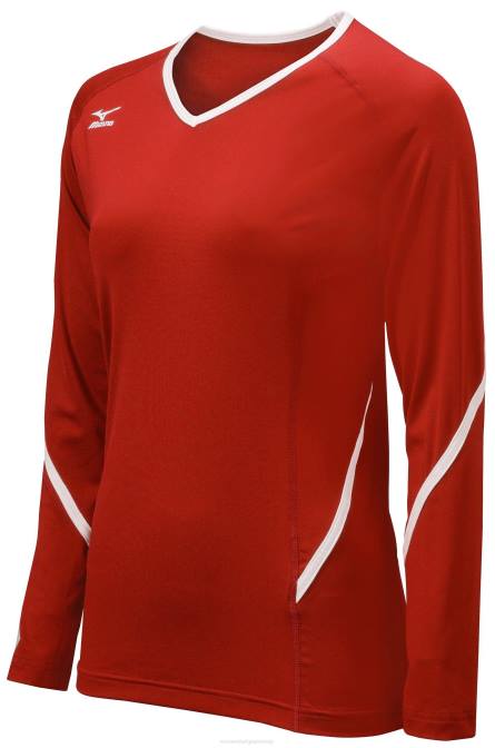 Mizuno techno generatie jersey met lange mouwen jeugd kleding rood-wit(1000) VZJP2407