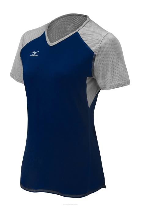 Mizuno techno vi volleybalshirt met korte mouwen uniseks kleding marine-zilver(5173) VZJP2374