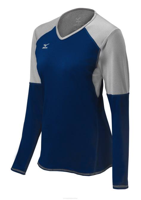 Mizuno techno vi volleybalshirt met lange mouwen uniseks kleding marine-zilver(5173) VZJP2369
