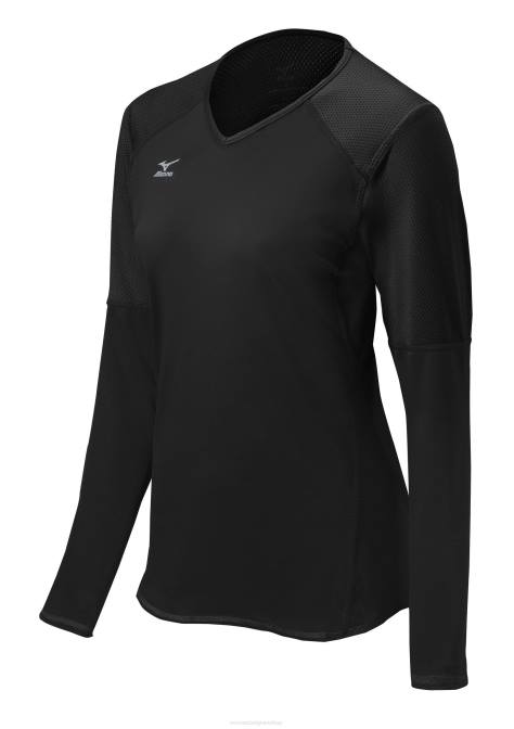 Mizuno techno vi volleybalshirt met lange mouwen uniseks kleding zwart(9090) VZJP2366