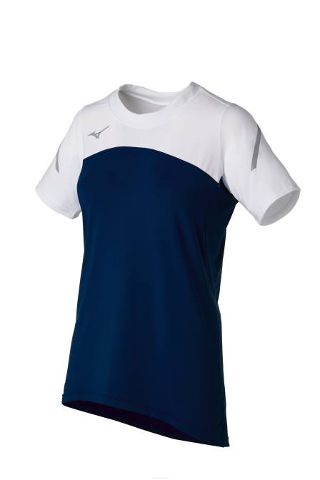 Mizuno techno vii volleybalshirt met korte mouwen uniseks kleding marine-wit(5100) VZJP2382