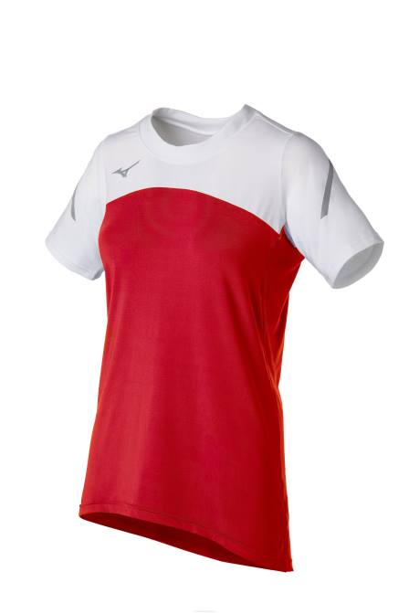 Mizuno techno vii volleybalshirt met korte mouwen uniseks kleding rood-wit(1000) VZJP2378