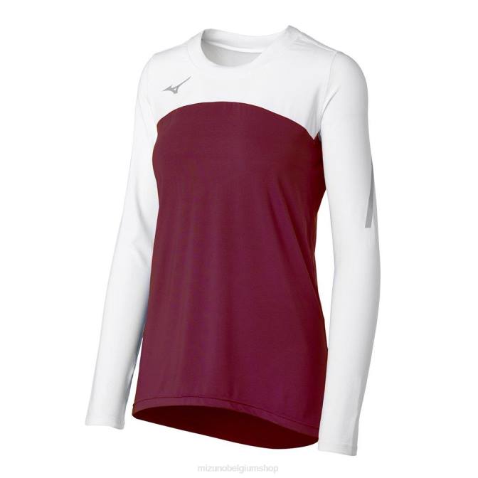 Mizuno techno vii volleybalshirt met lange mouwen uniseks kleding kardinaal-wit(1200) VZJP2346