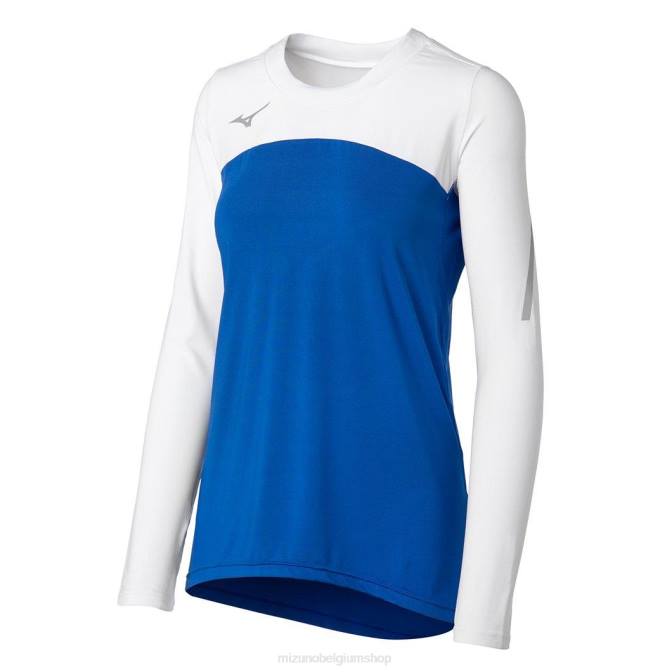 Mizuno techno vii volleybalshirt met lange mouwen uniseks kleding koningswit(5200) VZJP2350