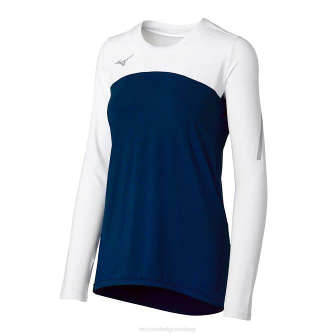 Mizuno techno vii volleybalshirt met lange mouwen uniseks kleding marine-wit(5100) VZJP2348