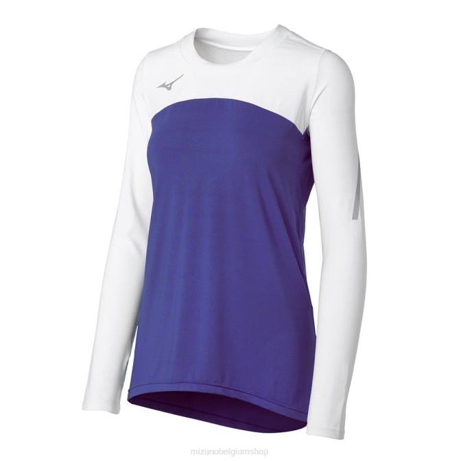 Mizuno techno vii volleybalshirt met lange mouwen uniseks kleding paars-wit(6000) VZJP2352