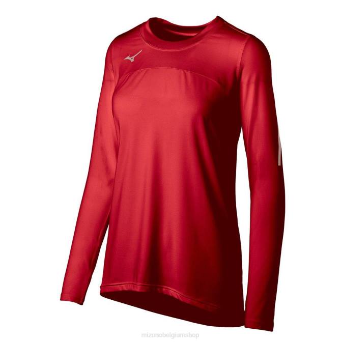 Mizuno techno vii volleybalshirt met lange mouwen uniseks kleding rood(1010) VZJP2345