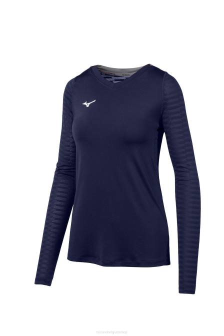 Mizuno verenigd volleybalshirt met lange mouwen vrouwen kleding marine (5151) VZJP2339