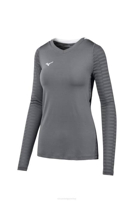 Mizuno verenigd volleybalshirt met lange mouwen vrouwen kleding stille schaduw(9i9i) VZJP2341