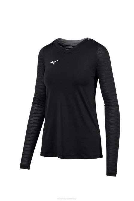 Mizuno verenigd volleybalshirt met lange mouwen vrouwen kleding zwart(9090) VZJP2337