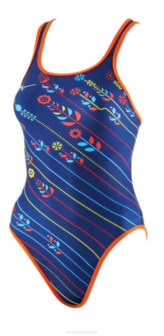 Mizuno exer badpak met dubbele kruisrug vrouwen kleding marine-oranje(5120) VZJP2658