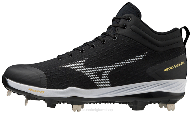 Mizuno dominant 4 mid metalen honkbalschoen Heren schoenen zwart-wit(9000) VZJP1635
