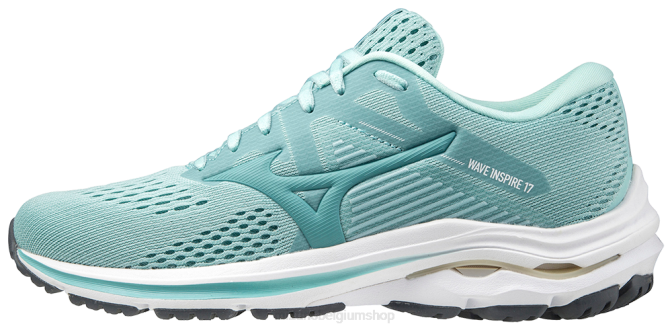 Mizuno wave inspire 17 hardloopschoen vrouwen schoenen eierschaalblauw-stoffturquoise(5a54) VZJP179